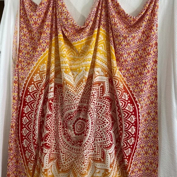 Orange Mandala Tapestry Boho wall hanging